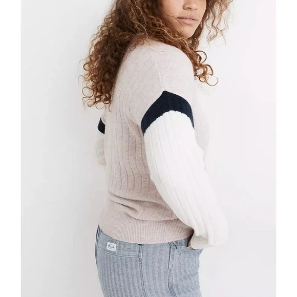 NWT Madewell Striped Bowden Henley Sweater in Coziest Yarn size XS - Picture 3 of 5